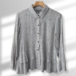 🖤 Habitat Polka Dot Double Flounce City Shirt Blouse White Black Women’s Size M